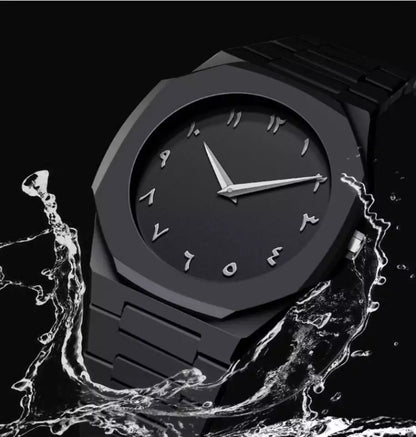 Men's Waterproof Quartz Watch with Retro Arabic Dial and Soft Touch Strap